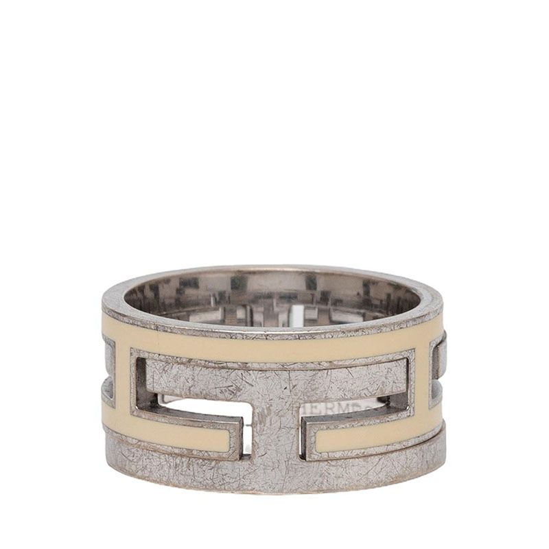 Hermes Mou Bash Ring 53 Ivory Silver