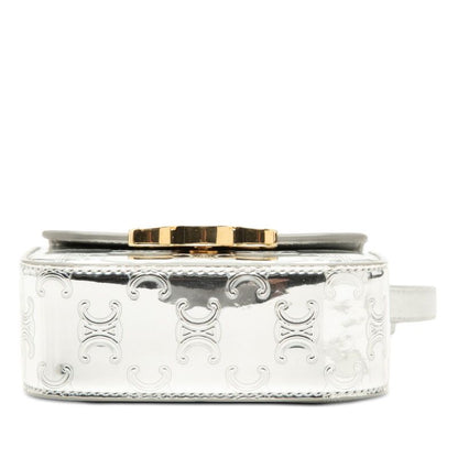 Celine Triomphe Mini Clutch Crossbody Shoulder Bag Pochette Silver Patent — view 3