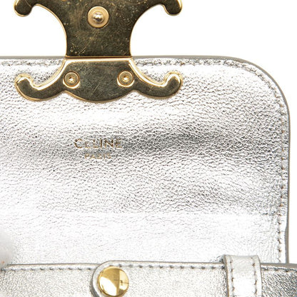 Celine Triomphe Mini Clutch Crossbody Shoulder Bag Pochette Silver Patent — view 5