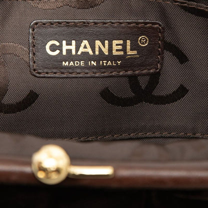 Chanel CC Logo Kiss Lock Handbag Mini Brown Velvet — view 5
