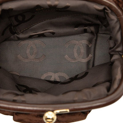 Chanel CC Logo Kiss Lock Handbag Mini Brown Velvet — view 4