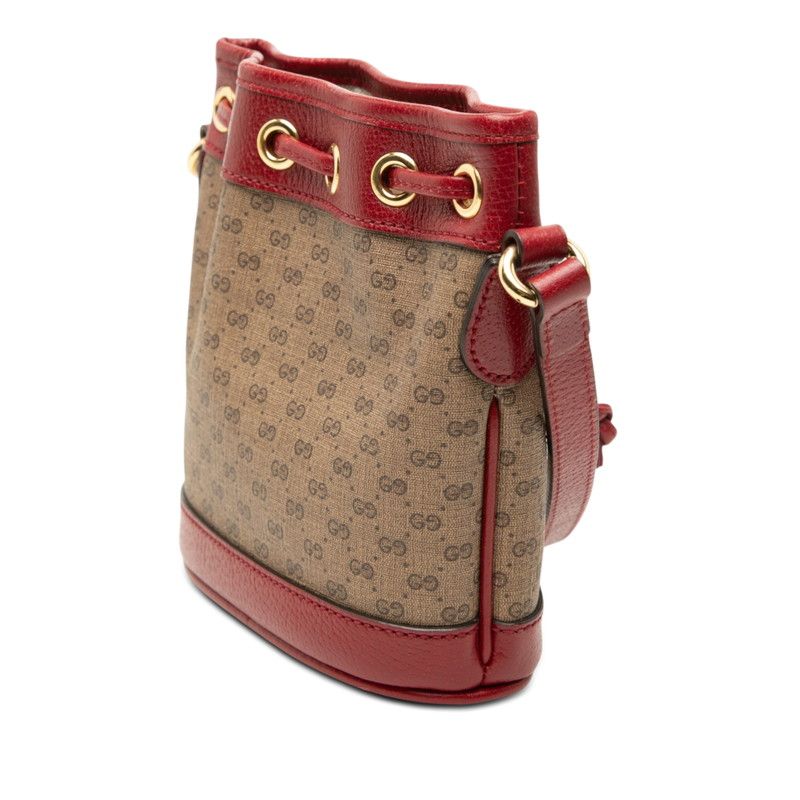 Gucci Doraemon Mini GG Supreme Bucket Bag Brown Red — view 2