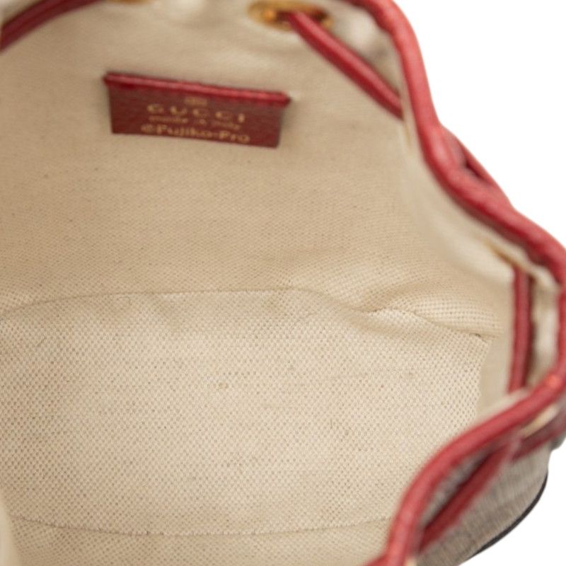 Gucci Doraemon Mini GG Supreme Bucket Bag Brown Red — view 4
