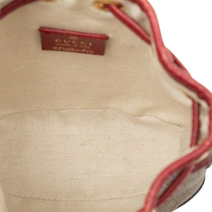 Gucci Doraemon Mini GG Supreme Bucket Bag Brown Red — view 4