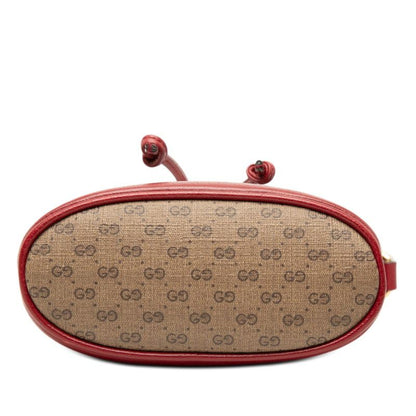 Gucci Doraemon Mini GG Supreme Bucket Bag Brown Red — view 3