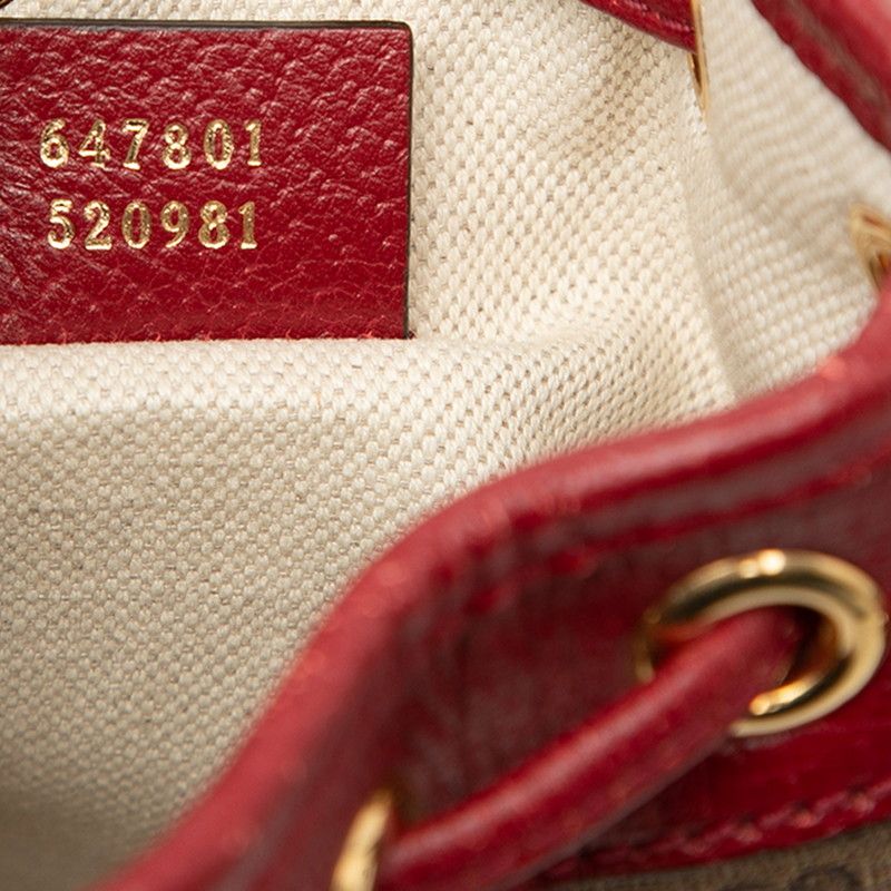 Gucci Doraemon Mini GG Supreme Bucket Bag Brown Red — view 6
