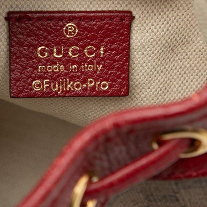 Gucci Doraemon Mini GG Supreme Bucket Bag Brown Red — view 5