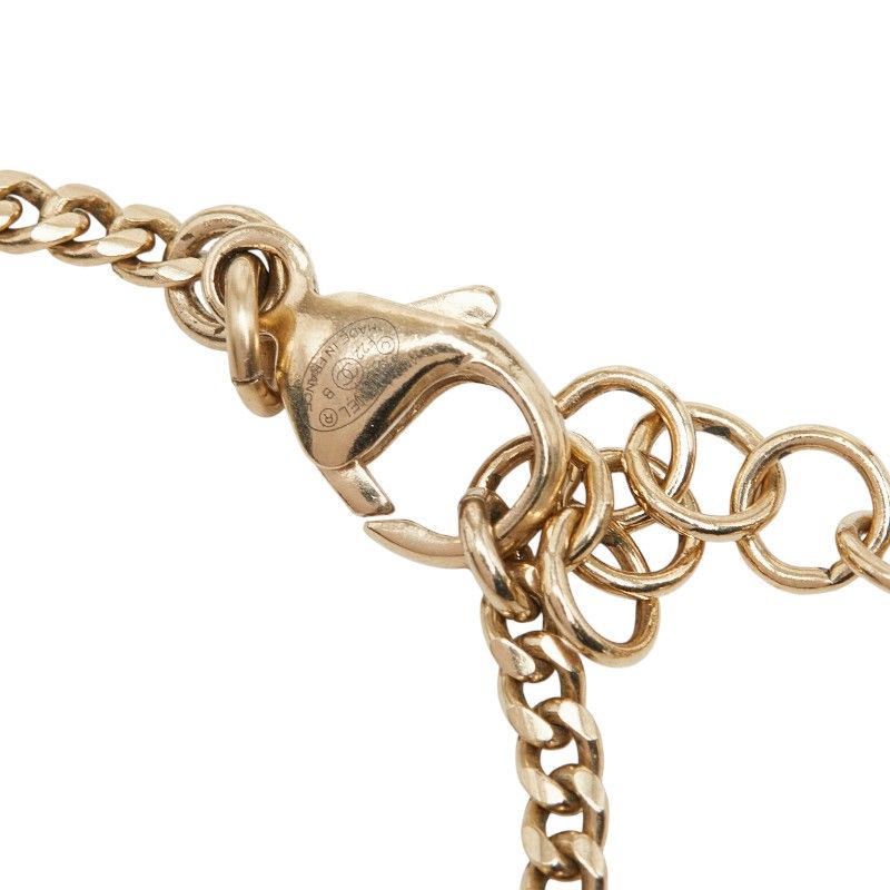 Chanel CC Logo Heart Motif Bracelet Gold And Black Plated Faux Pearls — view 5