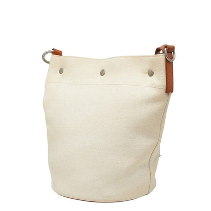 Saint Laurent Rive Gauche Crossbody Shoulder Bag Ivory Brown Canvas Leather — view 2