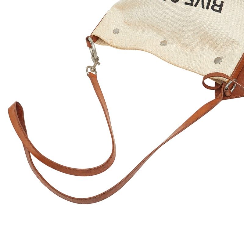 Saint Laurent Rive Gauche Crossbody Shoulder Bag Ivory Brown Canvas Leather — view 8