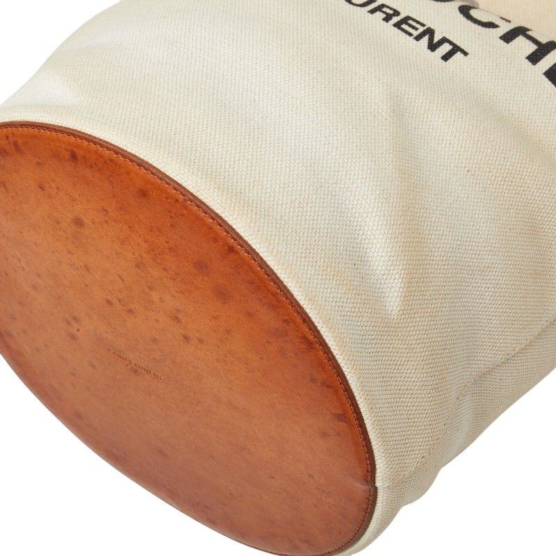 Saint Laurent Rive Gauche Crossbody Shoulder Bag Ivory Brown Canvas Leather — view 4