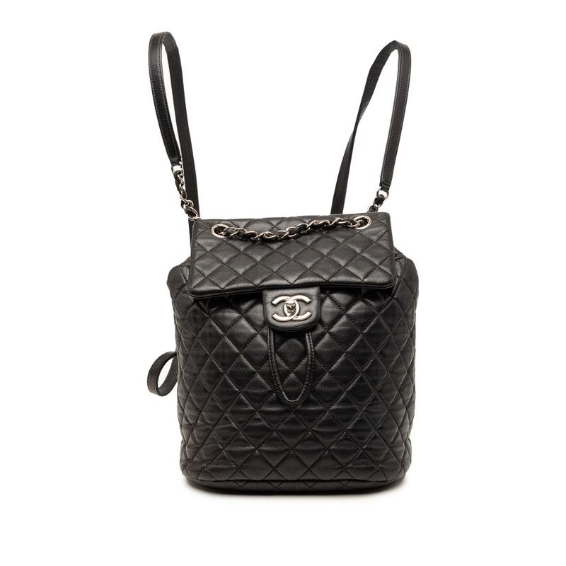 Chanel Quilted CC Logo Backpack Black Lambskin