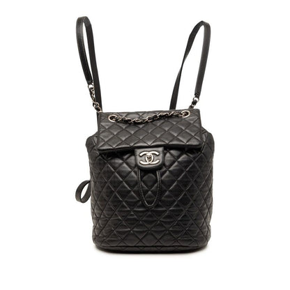 Chanel Quilted CC Logo Backpack Black Lambskin