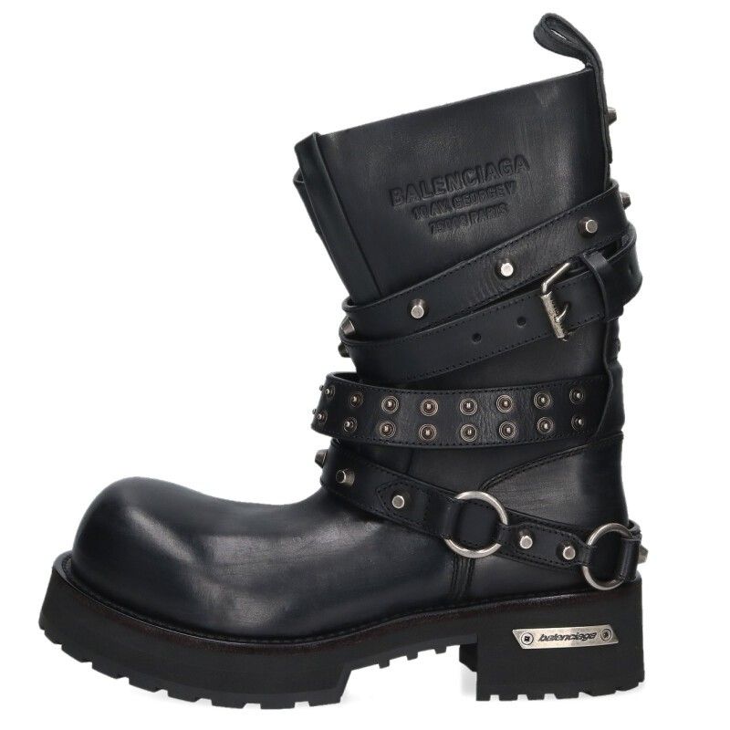 Balenciaga Venom City Bootie Worn Out Calf Leather Met Acc Long Boots