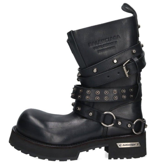 Balenciaga Venom City Bootie Worn Out Calf Leather Met Acc Long Boots