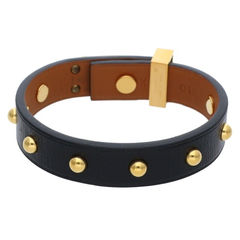 Hermes Mini Dog Clou de Lune Stud Embellished Leather Bracelet T1 — view 2