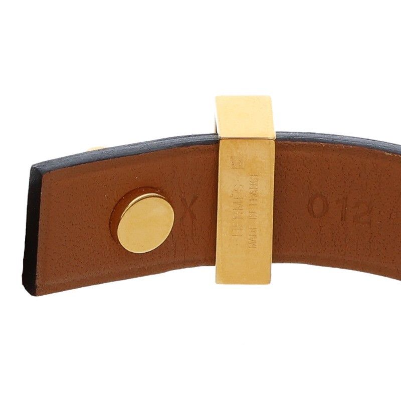 Hermes Mini Dog Clou de Lune Stud Embellished Leather Bracelet T1 — view 3