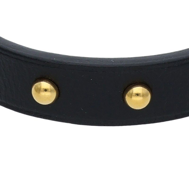Hermes Mini Dog Clou de Lune Stud Embellished Leather Bracelet T1 — view 5