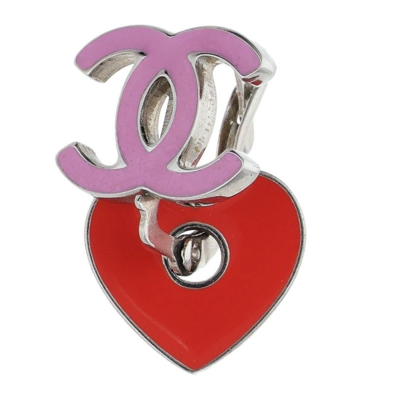 Chanel CC Logo Heart Motif Single Earring