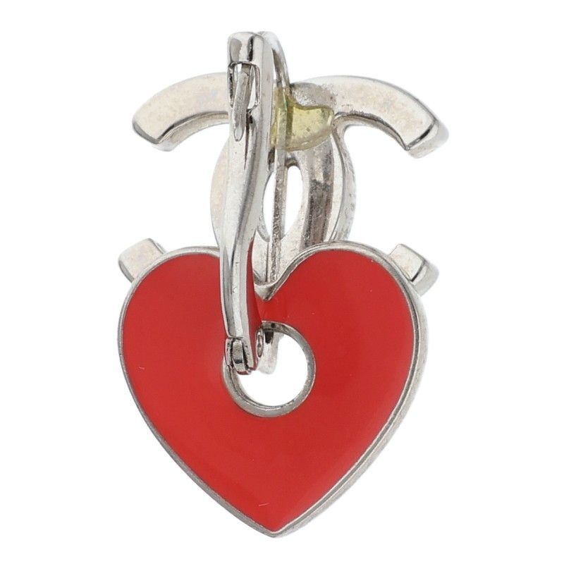 Chanel CC Logo Heart Motif Single Earring — view 2