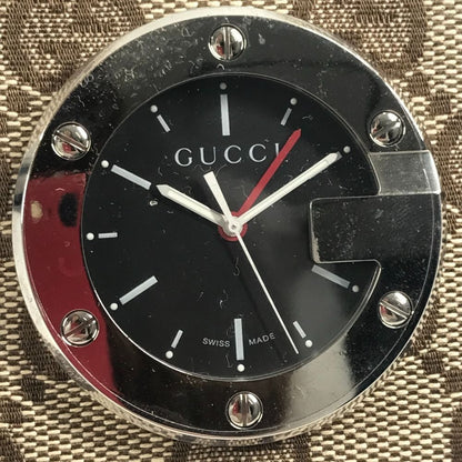 Gucci GG Canvas Leather Travel Table Clock Beige Black — view 2