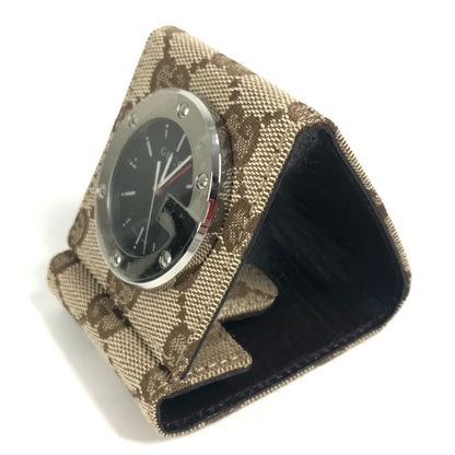 Gucci GG Canvas Leather Travel Table Clock Beige Black — view 4