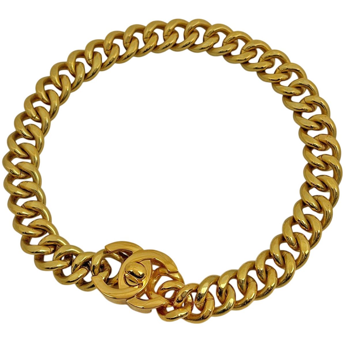 Chanel CC Logo Chain Necklace Turnlock Gold Plated