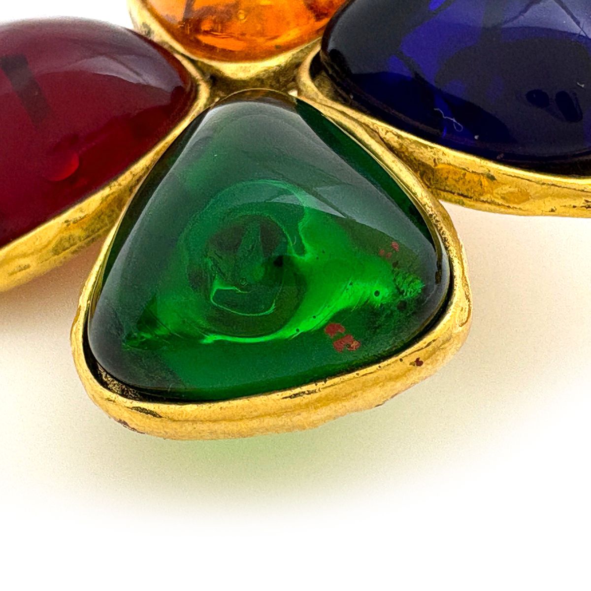 Chanel CC Logo Color Stone Single Earring Gripoix Gold Plated Multicolor — view 4