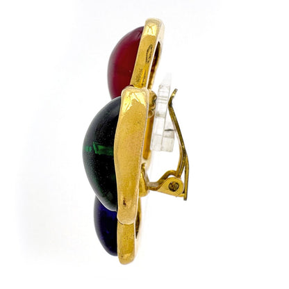 Chanel CC Logo Color Stone Single Earring Gripoix Gold Plated Multicolor — view 2