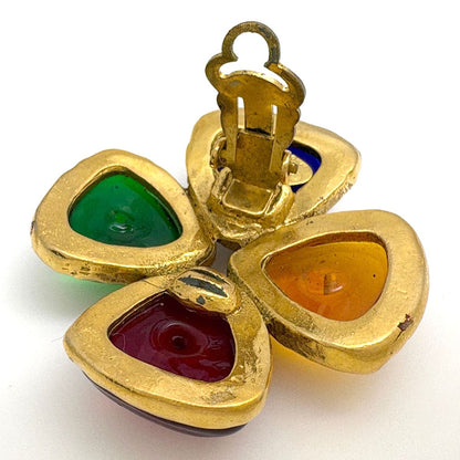 Chanel CC Logo Color Stone Single Earring Gripoix Gold Plated Multicolor — view 3