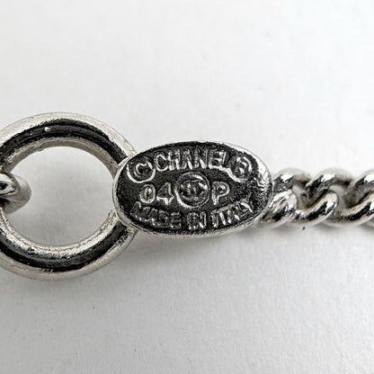 Chanel CC Logo Necklace Heart Silver Plated Pink — view 4