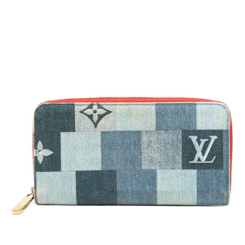 Louis Vuitton Monogram Denim Patchwork Zippy Wallet Zip Around Indigo Blue