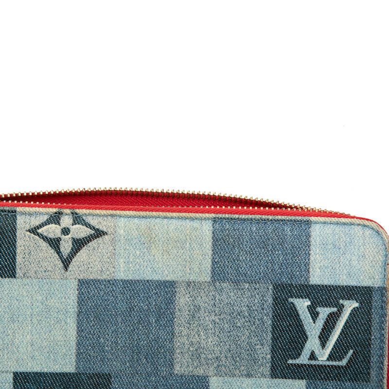 Louis Vuitton Monogram Denim Patchwork Zippy Wallet Zip Around Indigo Blue — view 4
