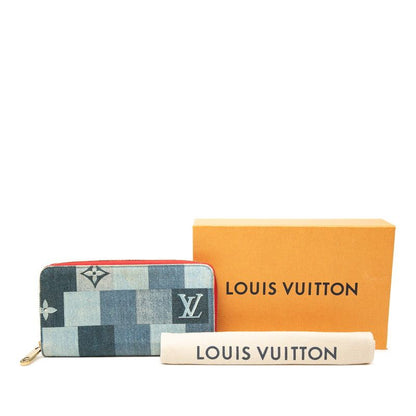 Louis Vuitton Monogram Denim Patchwork Zippy Wallet Zip Around Indigo Blue — view 8