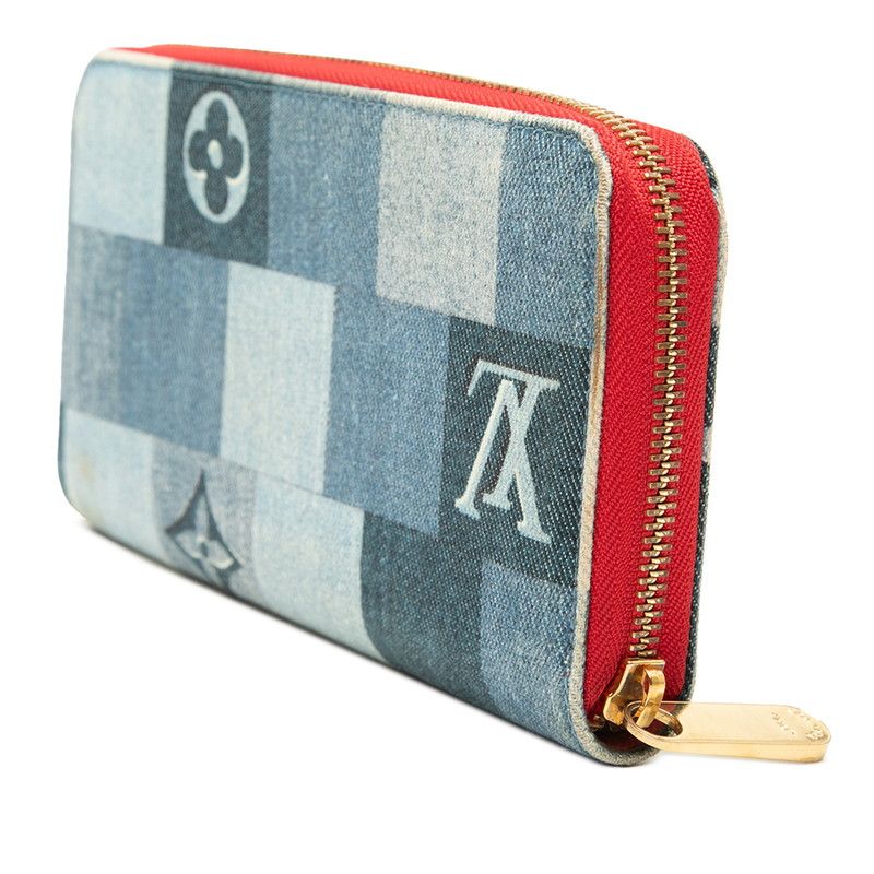 Louis Vuitton Monogram Denim Patchwork Zippy Wallet Zip Around Indigo Blue — view 2