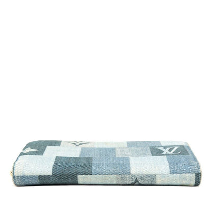 Louis Vuitton Monogram Denim Patchwork Zippy Wallet Zip Around Indigo Blue — view 3