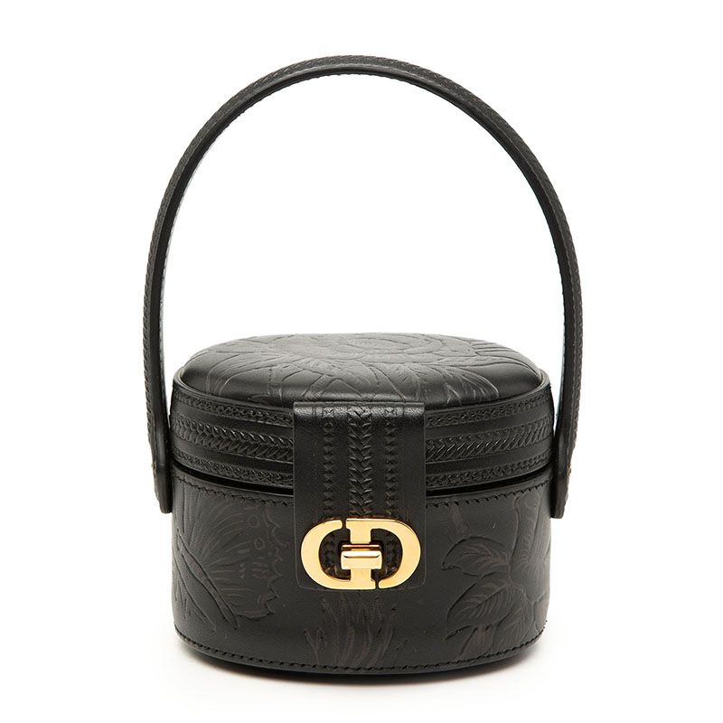 Dior CD Logo Vanity Bag Mini Handbag Black Leather