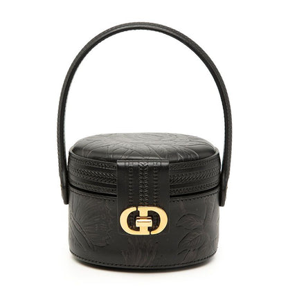 Dior CD Logo Vanity Bag Mini Handbag Black Leather
