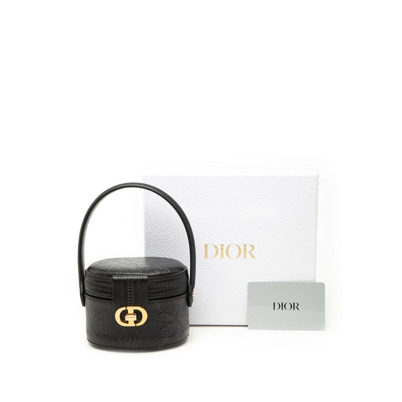 Dior CD Logo Vanity Bag Mini Handbag Black Leather — view 8