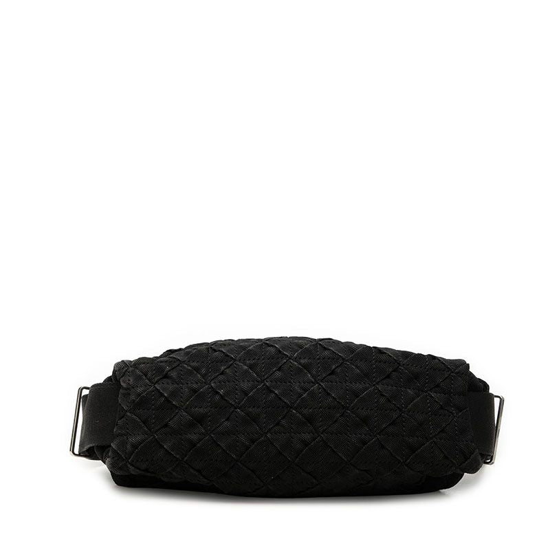 Bottega Veneta Intrecciato Webbing Shoulder Bag Black Canvas Nylon — view 3