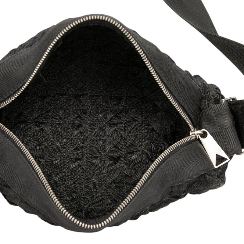 Bottega Veneta Intrecciato Webbing Shoulder Bag Black Canvas Nylon — view 4