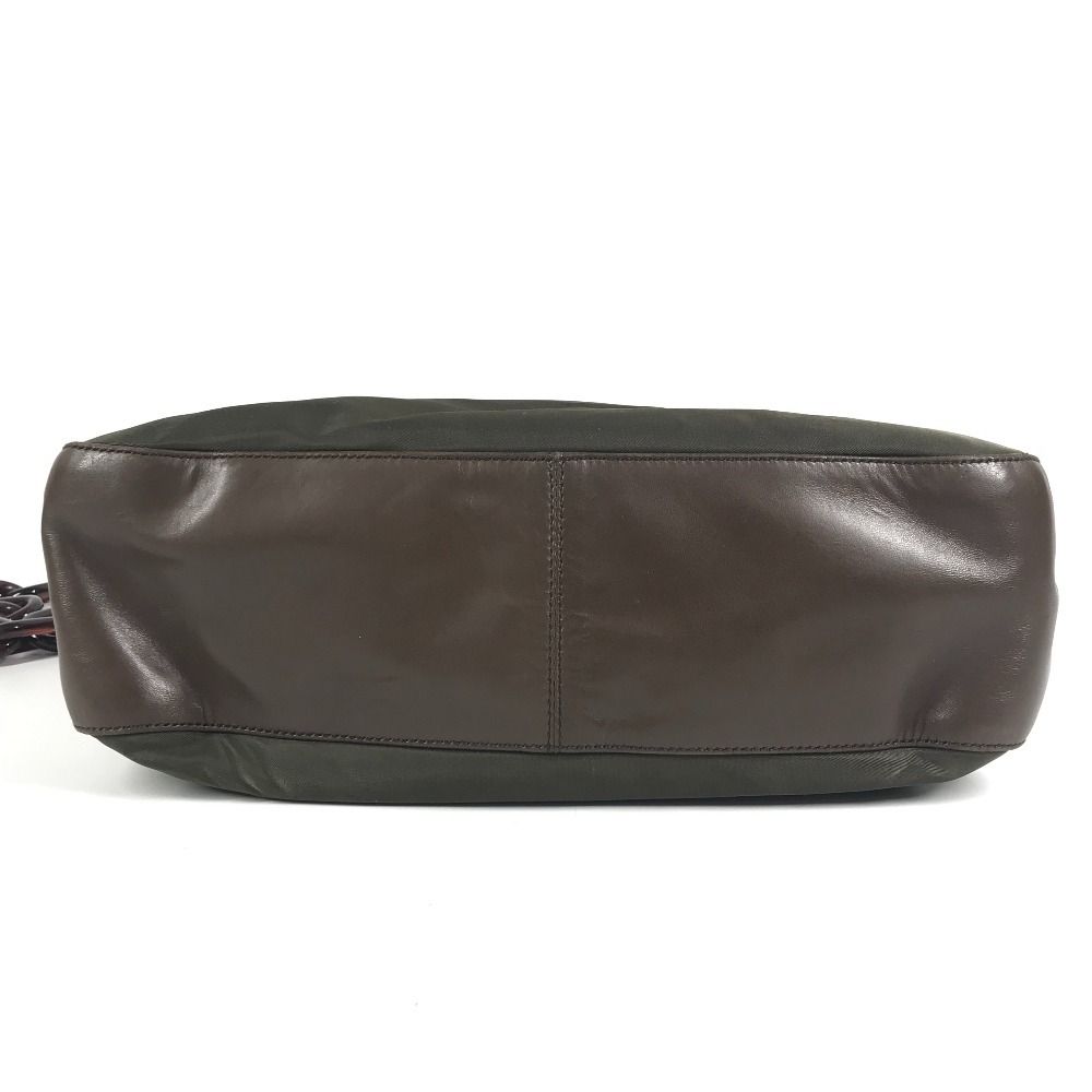 Prada Shoulder Bag Plastic Chain Leather Khaki — view 6