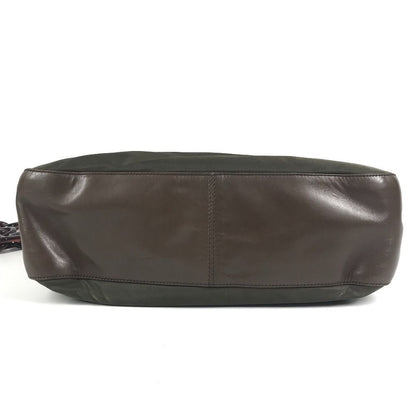 Prada Shoulder Bag Plastic Chain Leather Khaki — view 6