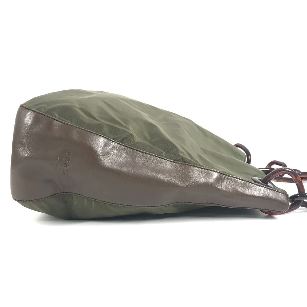 Prada Shoulder Bag Plastic Chain Leather Khaki — view 4