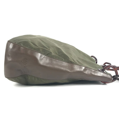 Prada Shoulder Bag Plastic Chain Leather Khaki — view 4