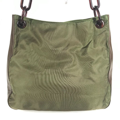 Prada Shoulder Bag Plastic Chain Leather Khaki — view 2