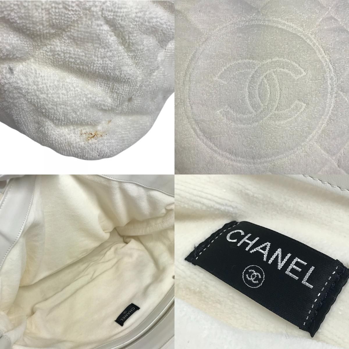 Chanel Shoulder Bag CC Logo Cotton White — view 8
