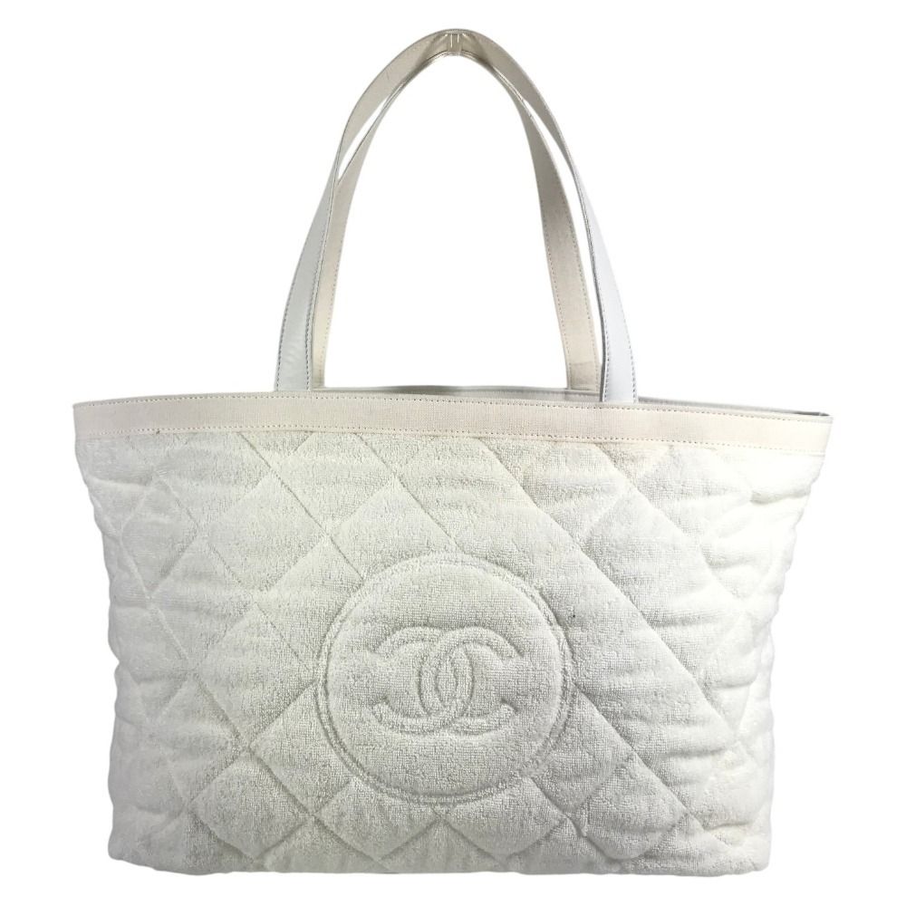 Chanel Shoulder Bag CC Logo Cotton White