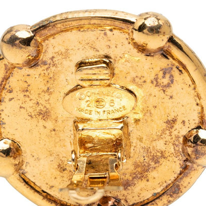Chanel Vintage CC Logo Round Earrings Gold Plated — view 3