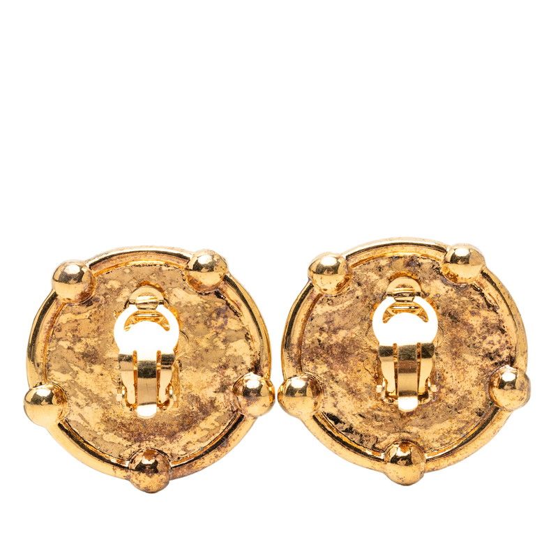 Chanel Vintage CC Logo Round Earrings Gold Plated — view 2
